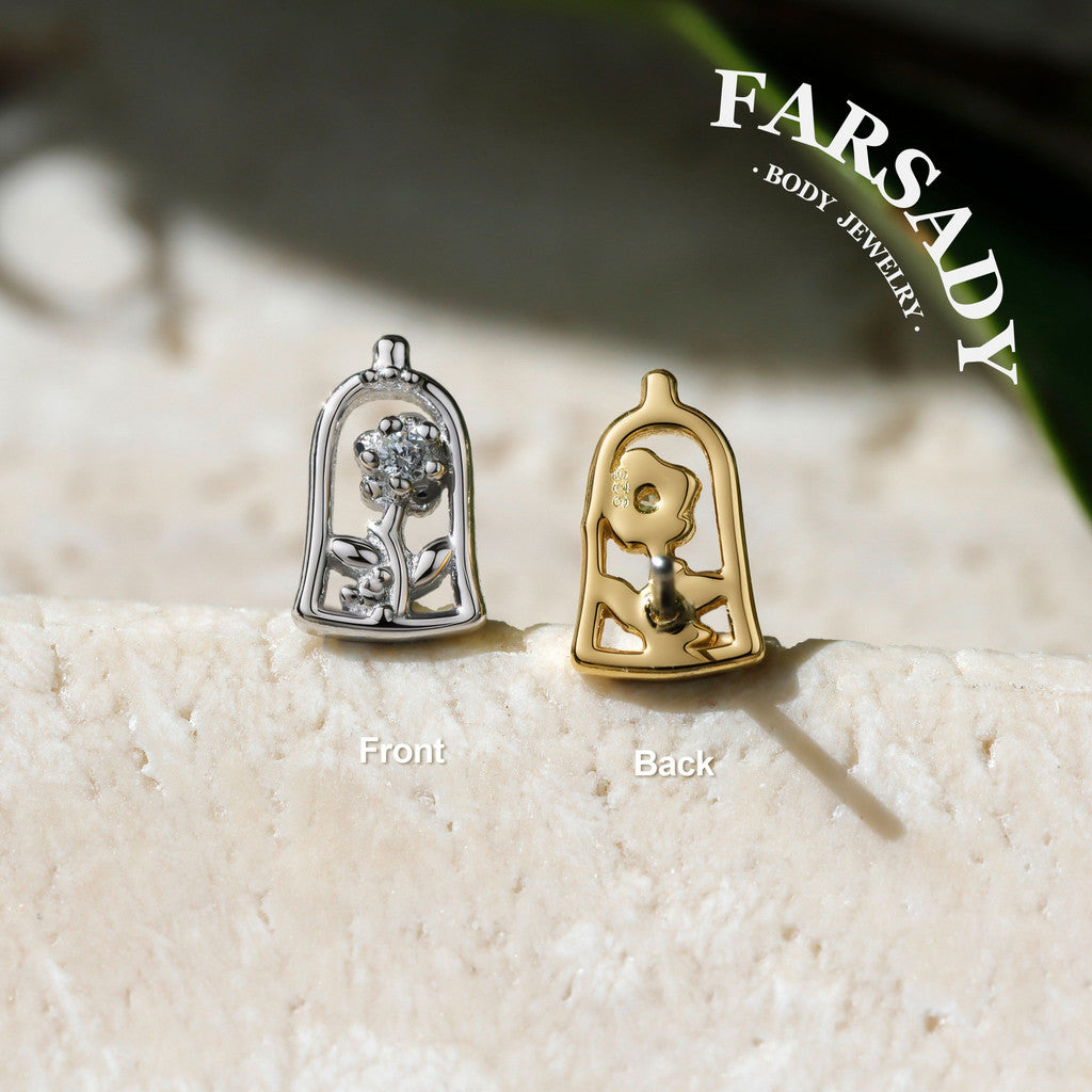Bell Bloom - 925 Silver Threadless Stud / Fits Cartilage Helix Tragus Lobe Piercing