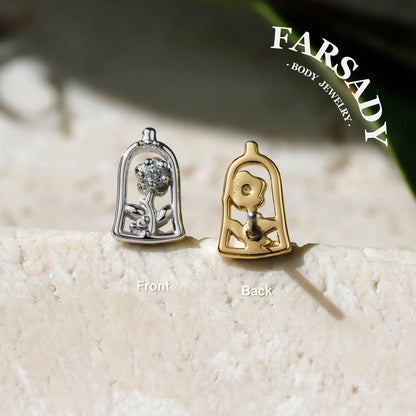 Bell Bloom - 925 Silver Threadless Stud / Fits Cartilage Helix Tragus Lobe Piercing