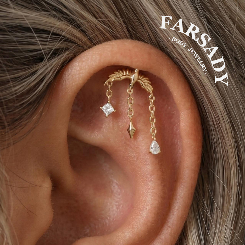 Aether Raven - 925 Silver Threadless Stud / Fits Cartilage Helix Tragus Lobe Earring