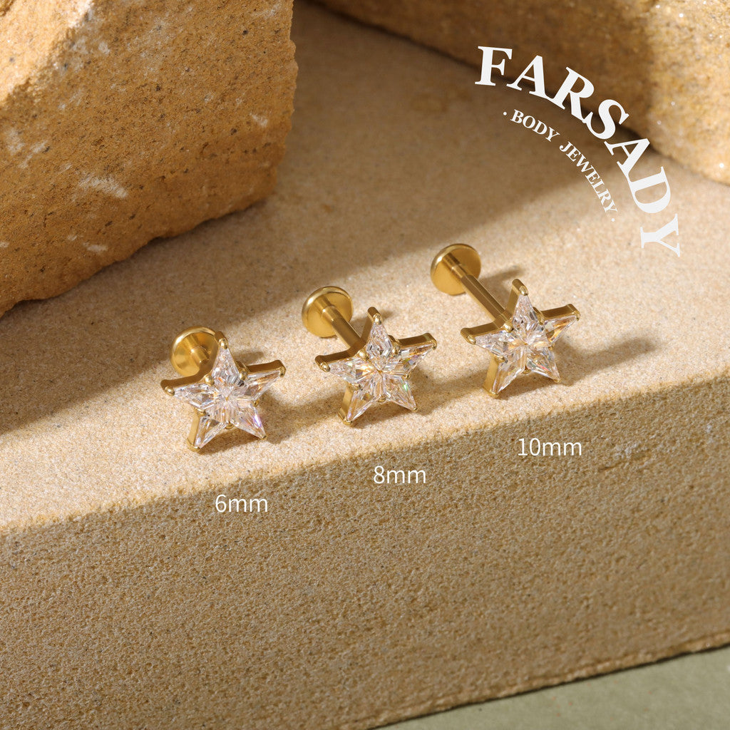 Stellar Prism - F136 Titanium Internally Threaded Stud / Fits Cartilage Helix Tragus Lobe Nostril Piercing