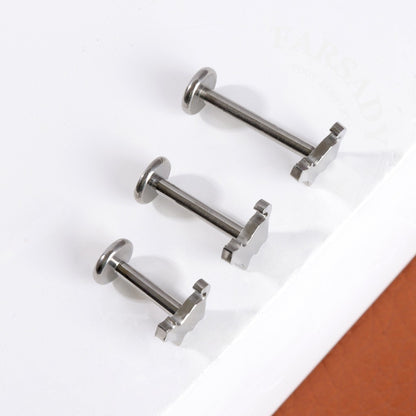 16G 18G Titanium Cute Cat Stud Earring, 1.2*6/8/10mm, Internally Threaded Stud, Flat Back Earring, Cartilage Stud, Tragus Stud, Gift Packaged