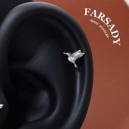 Gilded Hover - F136 Titanium Internally Threaded Stud / Fits Cartilage Helix Tragus Lobe Nostril Piercing