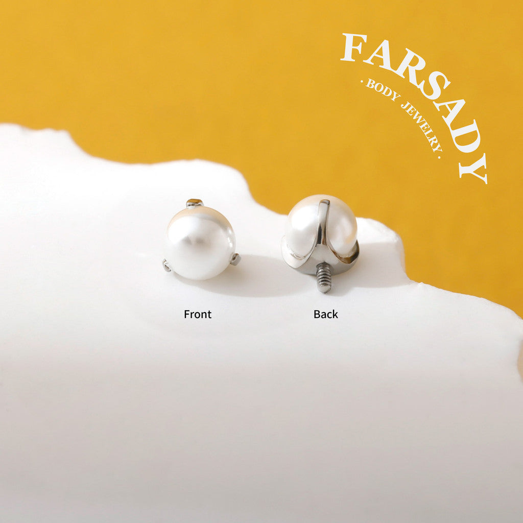 Lunar Pearl - Titanium Replacement Tops / Fits Internal Thread Ear Studs