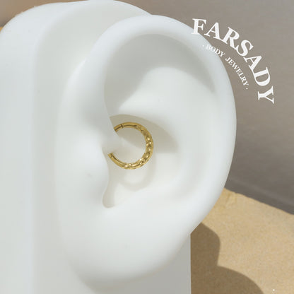 Hammered Tide - 316L Hinged Clicker Hoop / Fits 16G Septum Ring Helix Conch Cartilage Earring