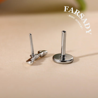 Triple Hearts - 925 Silver Threadless Stud / Fits Cartilage Helix Tragus Lobe Nostril Piercing