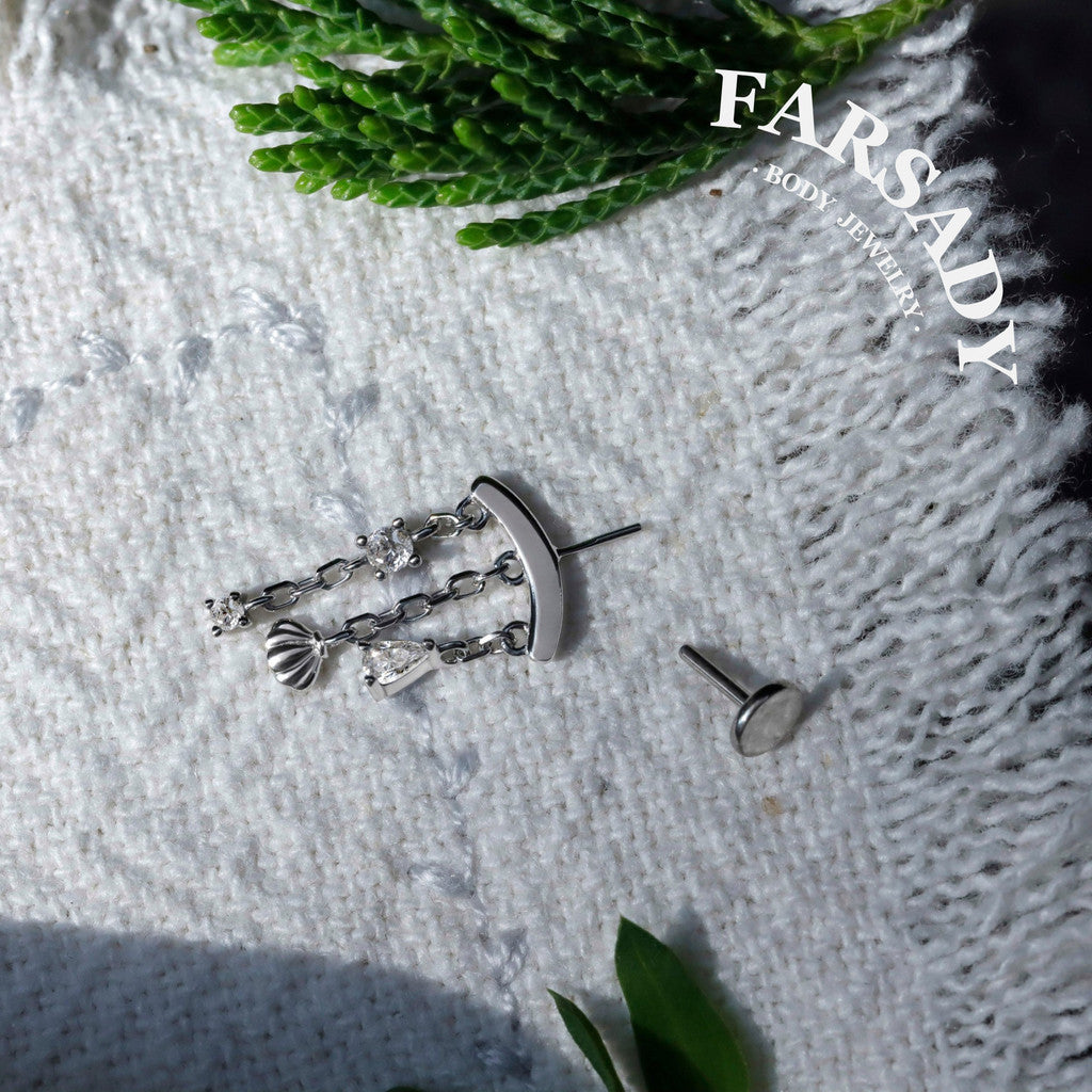 Lunar Shell - Sterling Silver Push In Stud