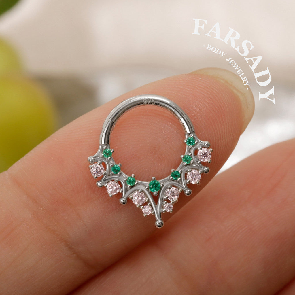 Sterling Silver Enchanted Starburst 16G Daith Earring Hoop, Sterling Silver Hoop Earrings, 8mm Daith Clicker, Helix Ring, Septum Ring, Septum Clicker Gold