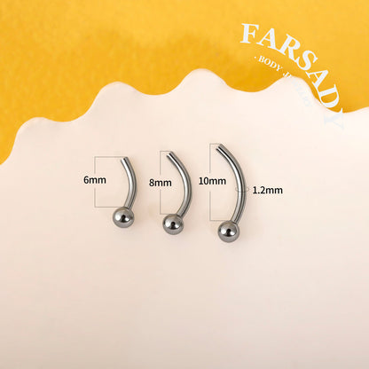 F136 Titanium Curved Barbell Post - 16G Threadless Rook Piercing Bar