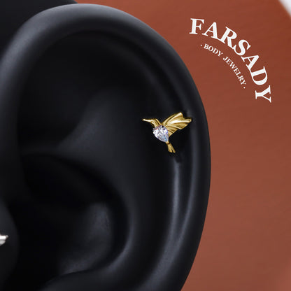 Gilded Hover - F136 Titanium Internally Threaded Stud / Fits Cartilage Helix Tragus Lobe Nostril Piercing