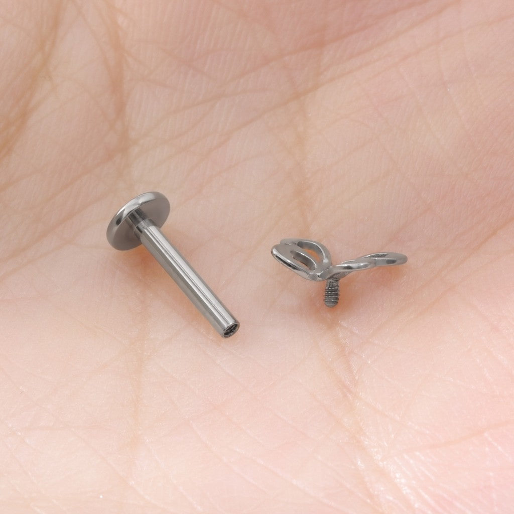 Hollow Wing - F136 Titanium Internally Threaded Stud / Fits Cartilage Helix Tragus Lobe Nostril Piercing