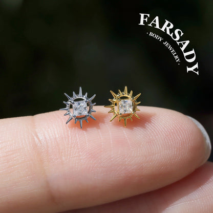 Spike Lumina - 925 Silver Threadless Stud / Fits Cartilage Helix Tragus Lobe Piercing