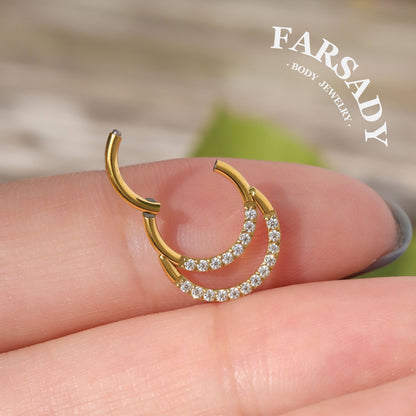 Dual Halo - ASTM F136 Titanium Hinged Clicker Hoop / Fits 16G Septum Ring Helix Conch Cartilage Earring