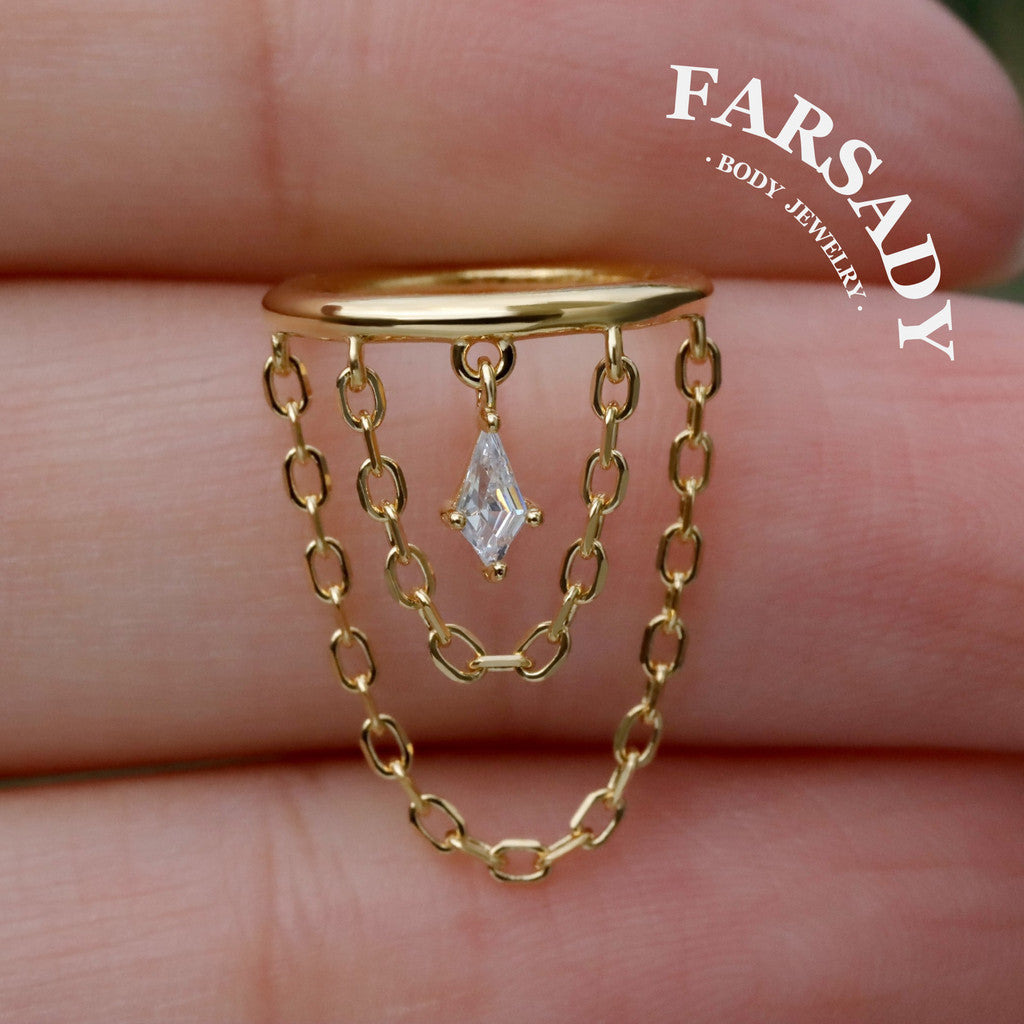 Dew Drape - 925 Silver CZ Hinged Clicker Hoop / Fits 16G Helix Conch Earring / , Hypoallergenic Jewelry