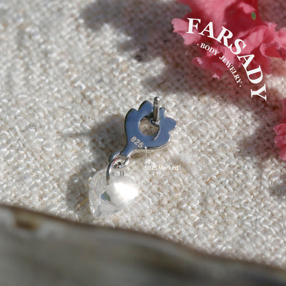 Mini Cat Dangle Helix Flat Back Stud: Tragus Conch Lobe Threadless Push In Cartilage Earring, Sterling Silver Plated 18k Gold, Nickle-Free