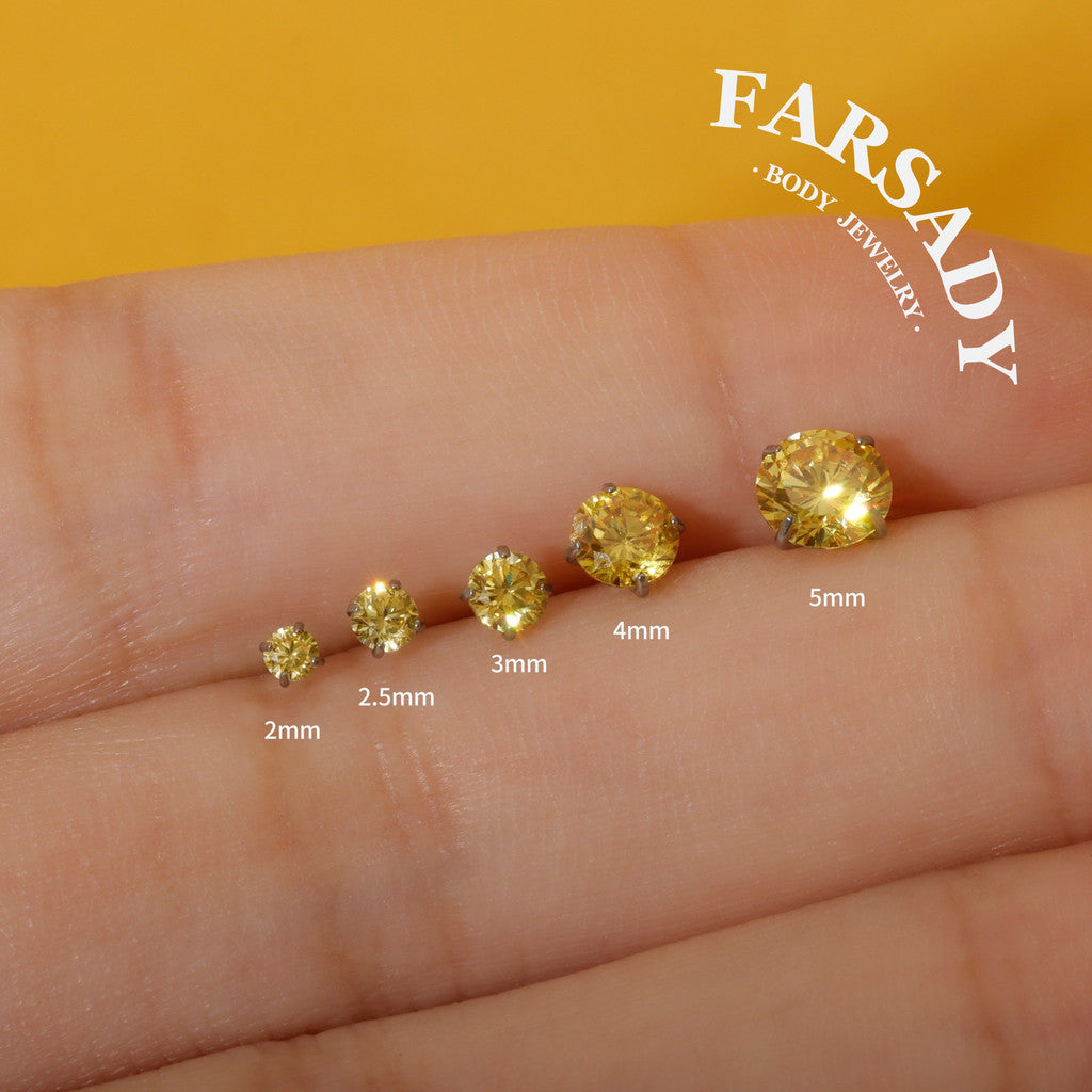 Claw Gradient Zircon - F136 Titanium Colorful CZ Replacement Tops / Fits Threadless Ear Studs