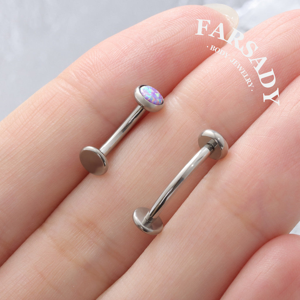 Mini Purple Opal - F136 Titanium Internally Threaded Belly Button Ring / Fits 14G Navel Piercing