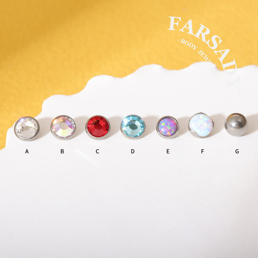Opal Chroma - F136 Titanium Colorful CZ Replacement Tops / Fits 14G Internal Thread Belly Button Ring
