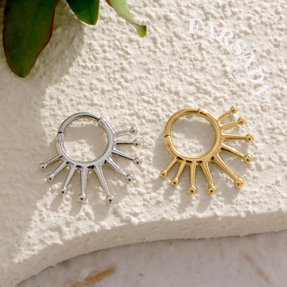 Ray Halo - 316L Hinged Clicker Hoop / Fits 16G Septum Ring Helix Conch Cartilage Earring