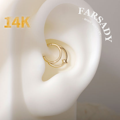 Lunar Spike - Solid 14K Gold Hinged Clicker Hoop / Fits 16G Septum Ring Helix Conch Cartilage Earring