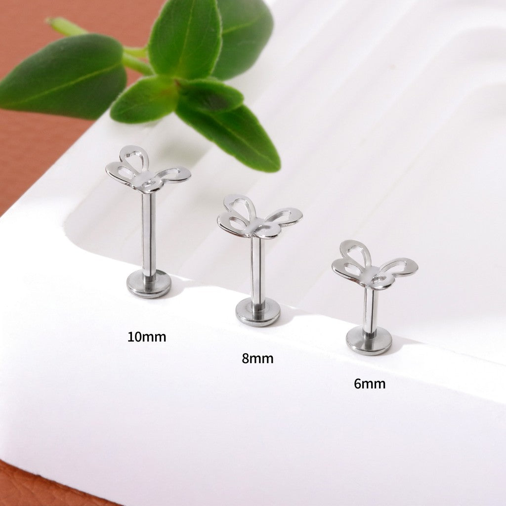 Hollow Wing - F136 Titanium Internally Threaded Stud / Fits Cartilage Helix Tragus Lobe Nostril Piercing