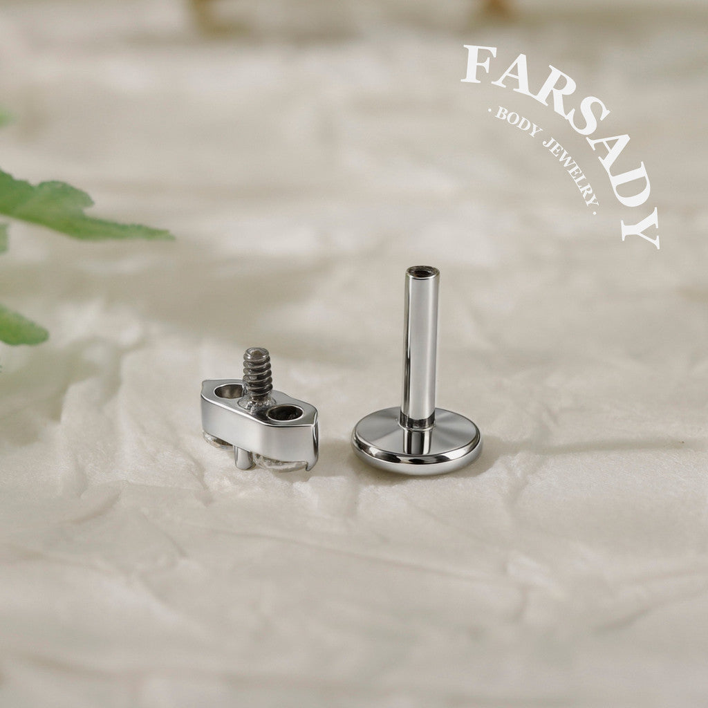 Vertical Twin Gem - F136 Titanium Internally Threaded Stud / Fits Cartilage Helix Tragus Lobe Nostril Piercing
