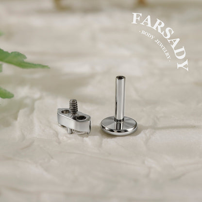Vertical Twin Gem - F136 Titanium Internally Threaded Stud / Fits Cartilage Helix Tragus Lobe Nostril Piercing