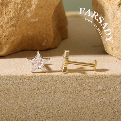 Stellar Prism - F136 Titanium Internally Threaded Stud / Fits Cartilage Helix Tragus Lobe Nostril Piercing