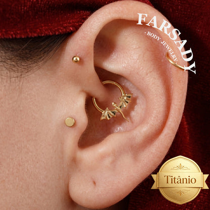 16G Titanium Romantasy Dragon Septum Nose Ring/ Implant Grade Titanium Daith Piercing Jewelry/ 16G Helix Tragus Conch Cartilage Hoop Earring