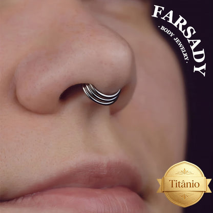 16G Titanium Triple Line Nose Ring & Hoop Earring | Body Jewelry For Septum, Helix, Conch, Daith, Rook, Tragus | Elegant Minimalist Piercing for Daily Wear with Gift Packaging