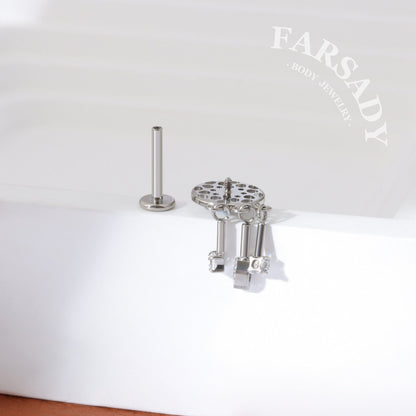 Dream Catcher - F136 Titanium Internally Threaded Stud / Fits Cartilage Helix Tragus Lobe Piercing