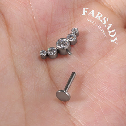 Stellar Arch - F136 Titanium Internally Threaded Stud / Fits Vertical Helix Hidden Rook Earring
