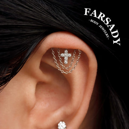 Golden Halo - F136 Titanium Threadless Stud / Fits Cartilage Helix Tragus Lobe Earring