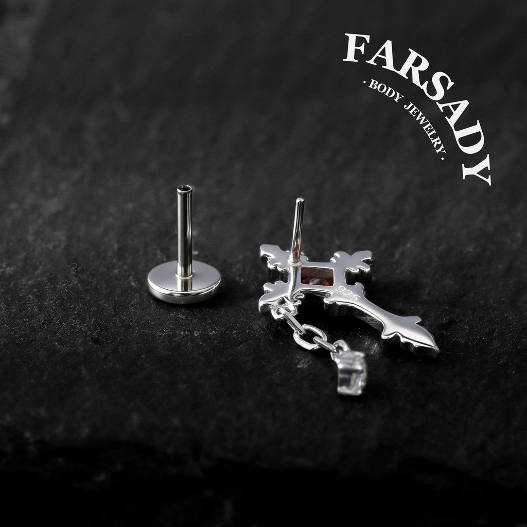 Crimson Creed - 925 Silver Threadless Stud / Fits Cartilage Helix Tragus Lobe Earring