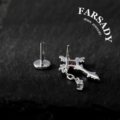Crimson Creed - 925 Silver Threadless Stud / Fits Cartilage Helix Tragus Lobe Earring