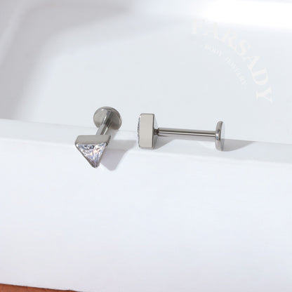 Prism Spark - F136 Titanium Internally Threaded Stud / Fits Cartilage Helix Tragus Lobe Nostril Piercing