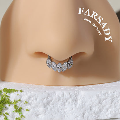 Lunar Crest - F136 Titanium Hinged Clicker Hoop / Fits 16G Septum Ring Helix Conch Cartilage Earring