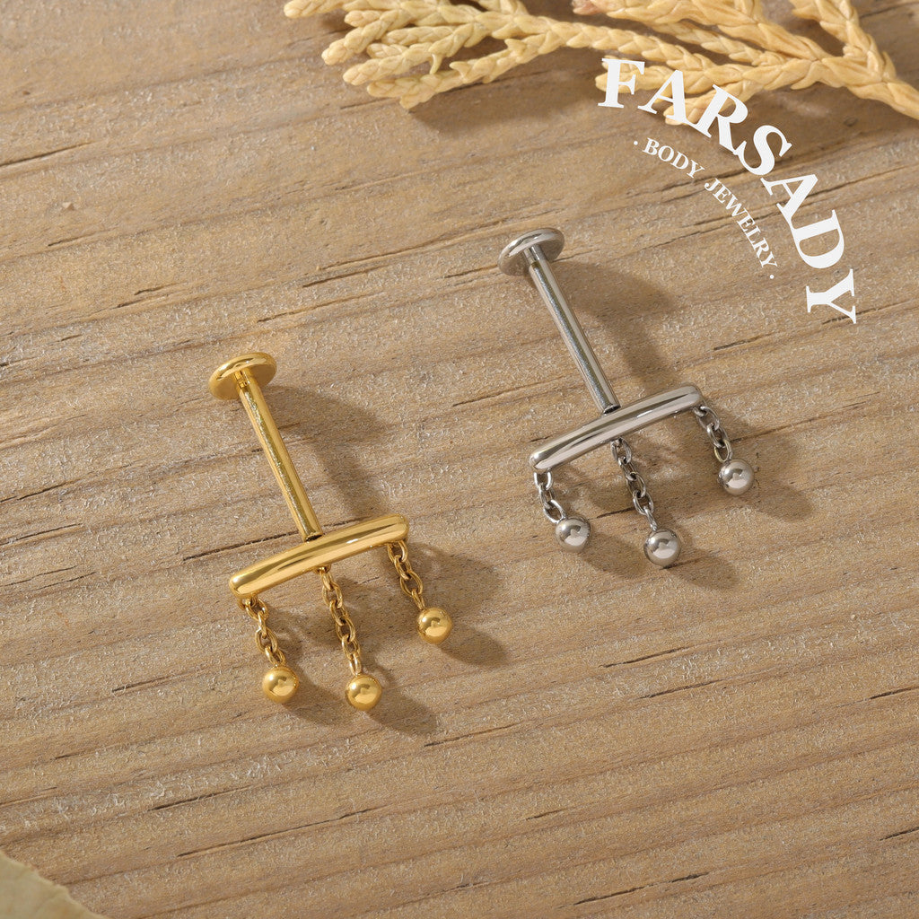 Bead Cascade - F136 Titanium Internally Threaded Stud / Fits Cartilage Helix Tragus Lobe Piercing