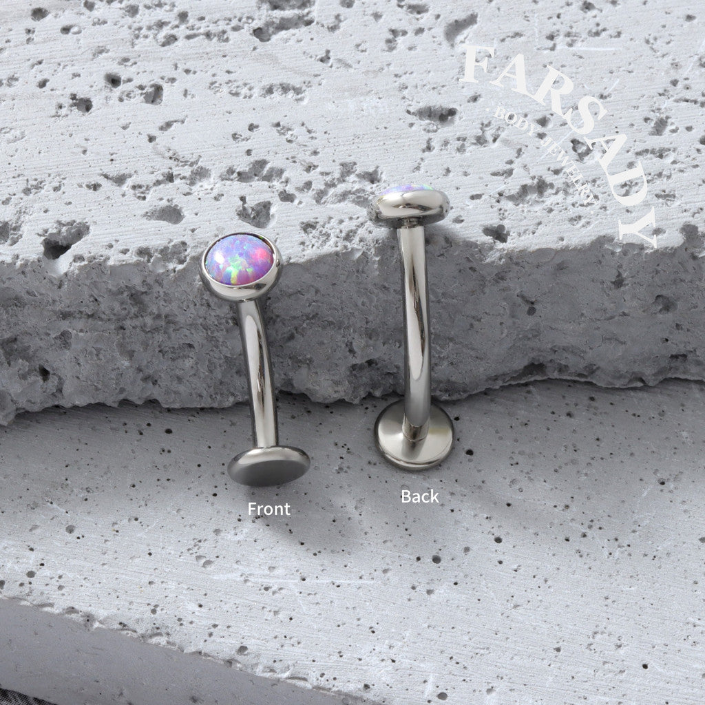 Mini Purple Opal - F136 Titanium Internally Threaded Belly Button Ring / Fits 14G Navel Piercing
