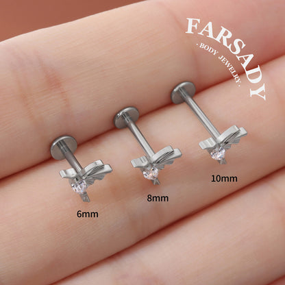 Gilded Hover - F136 Titanium Internally Threaded Stud / Fits Cartilage Helix Tragus Lobe Nostril Piercing