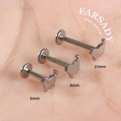 Shadow Kitty - F136 Titanium Internally Threaded Stud / Fits Cartilage Helix Tragus Lobe Nostril Piercing