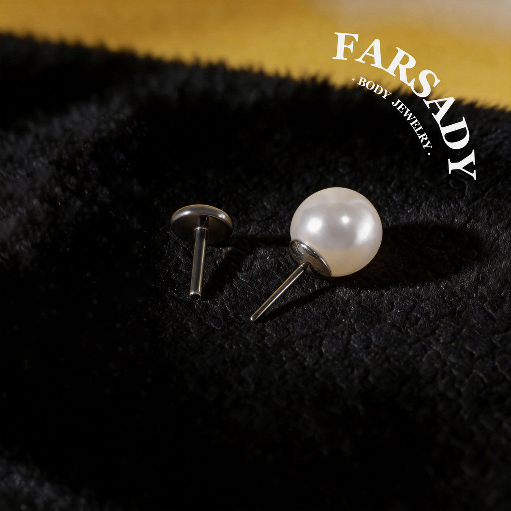 Layer Pearl Ball - F136 Titanium Pearl Replacement Tops / Fits Threadless Ear Studs