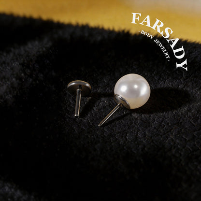 Layer Pearl Ball - F136 Titanium Pearl Replacement Tops / Fits Threadless Ear Studs