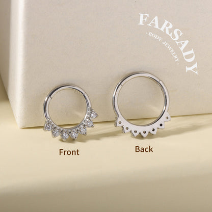 Petal Fringe - CZ Hinged Clicker Hoop / Fits 16G Septum Ring Helix Conch Cartilage Earring