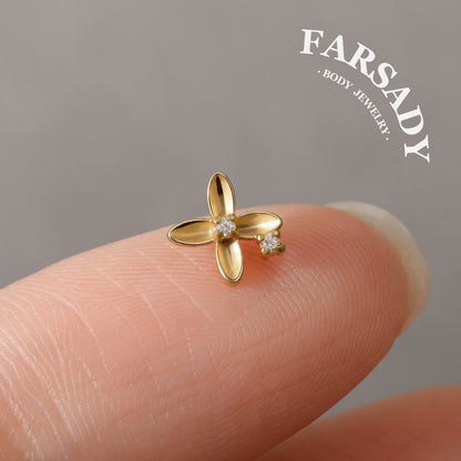 Petal Whisper - F136 Titanium Internally Threaded Stud / Fits Cartilage Helix Tragus Lobe Nostril Piercing