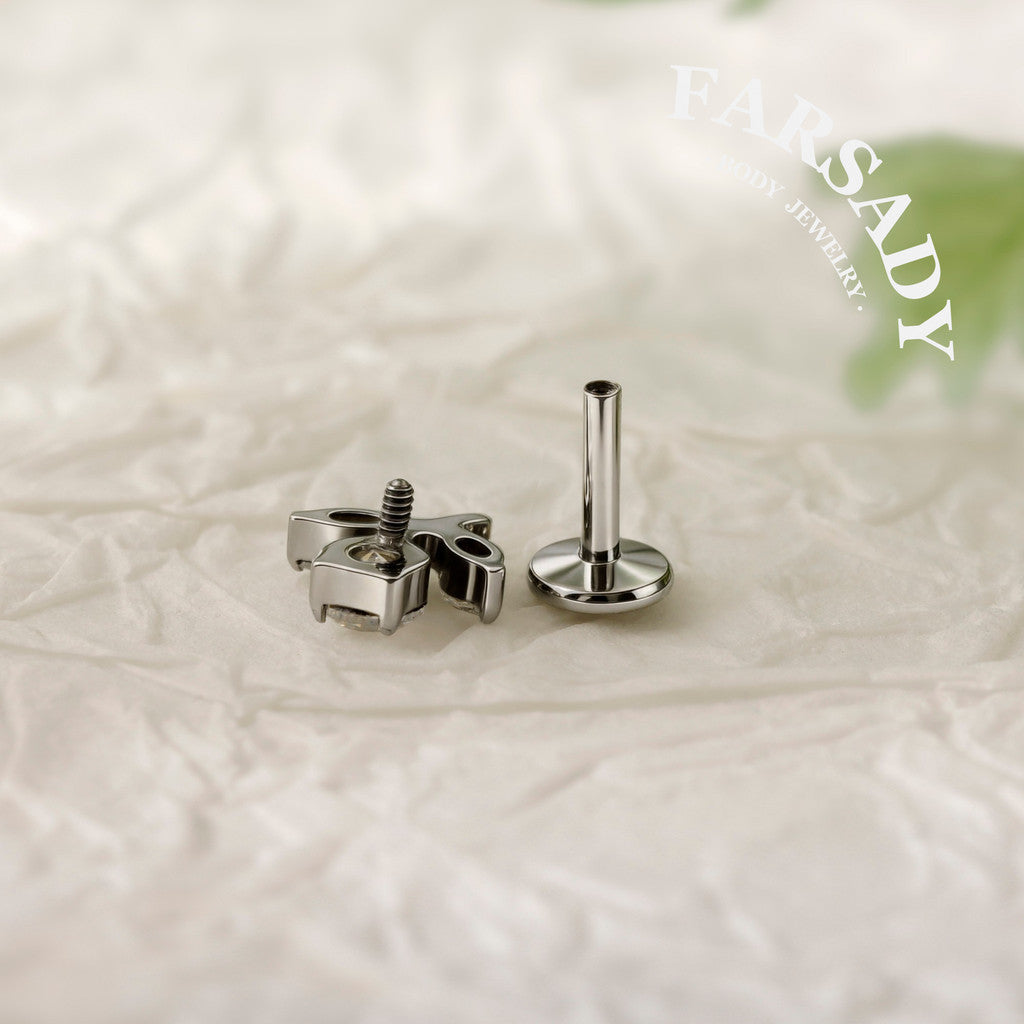 Blossom Sprig - F136 Titanium Internally Threaded Stud / Fits Cartilage Helix Tragus Lobe Nostril Piercing