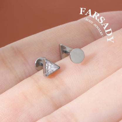 Prism Spark - F136 Titanium Internally Threaded Stud / Fits Cartilage Helix Tragus Lobe Nostril Piercing