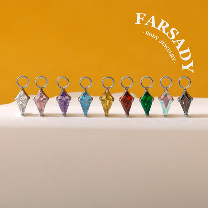 Arrow Prism - F136 Titanium Colorful CZ Dangle Charm / Interchangeable Hoop Earring Pendant for Helix Daith Cartilage Piercing