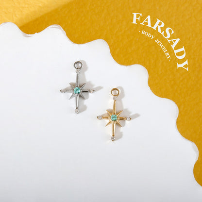 Mint Northstar - F136 Titanium Mint Green CZ Dangle Charm / Interchangeable Hoop Earring Pendant for Helix Daith Cartilage Piercing