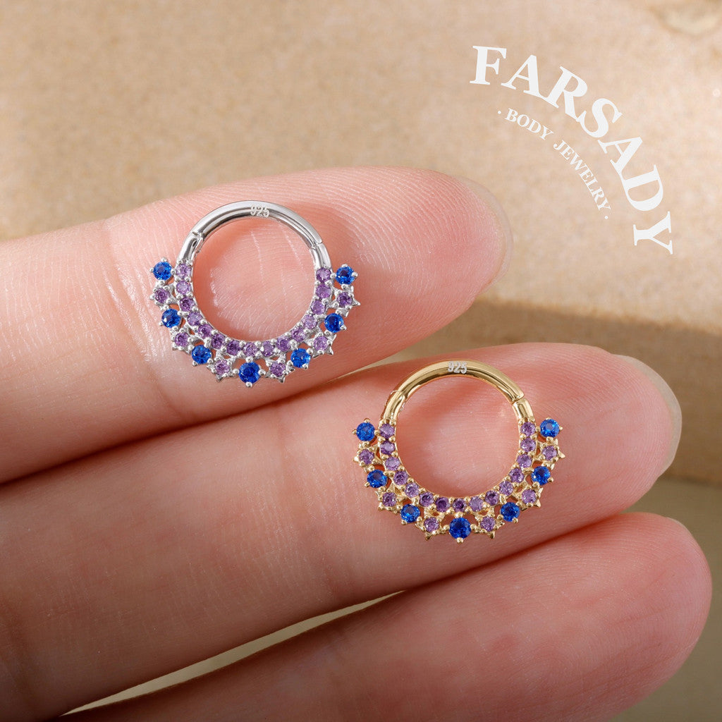 16G S925 Star sea Septum Ring, 16G Celestial Daith Hoop Earring, Sterling Silver Septum Clicker, Helix Ring Gold, Star Septum Piercing Jewelry | Sparkling Daily Wear with Gift Box