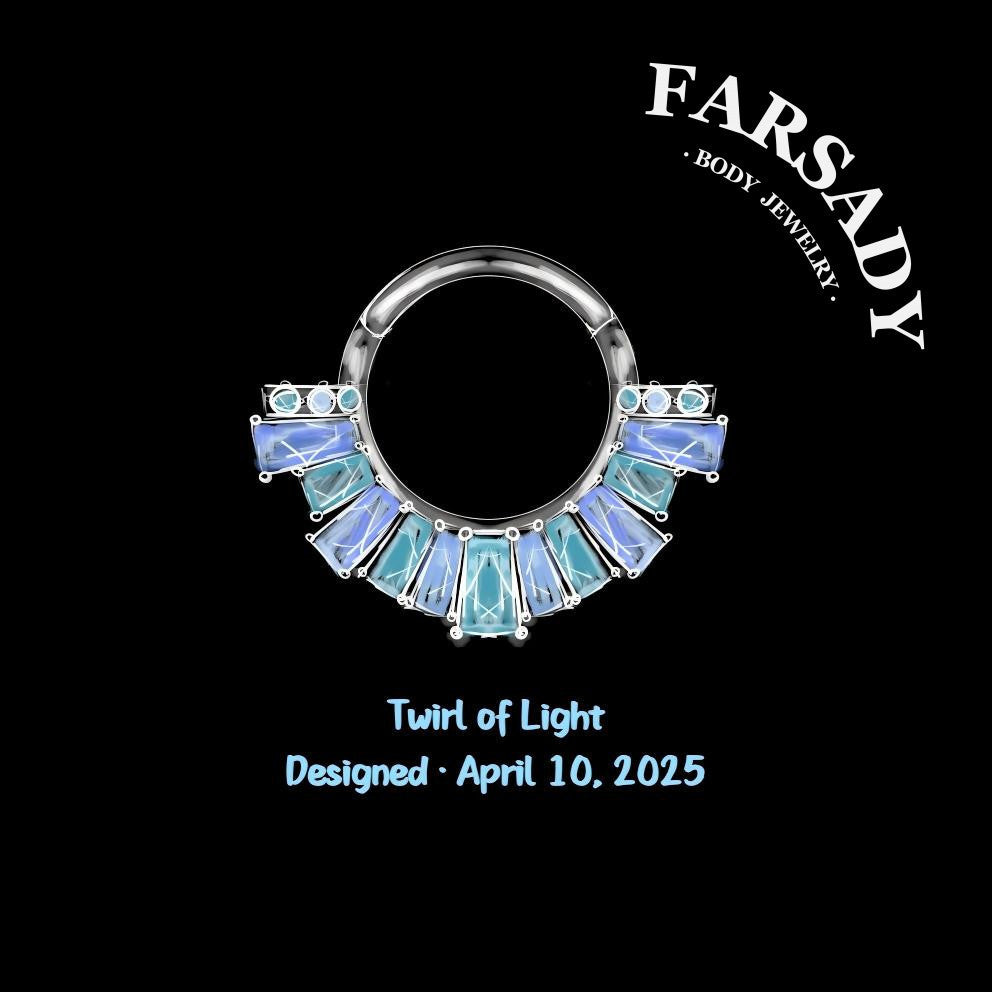 Sterling Silver Septum Ring 16G, Orginal Design Daith Piercing Blue CZ Earrings Hoop, Unique Septum Clicker Gold, 18K Plated Helix, Tragus Jewelry